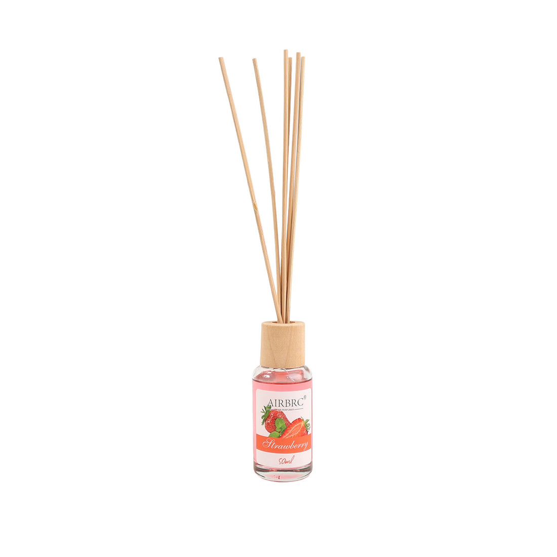Strawberry reed diffuser bottle with wooden reeds, AIRBRC