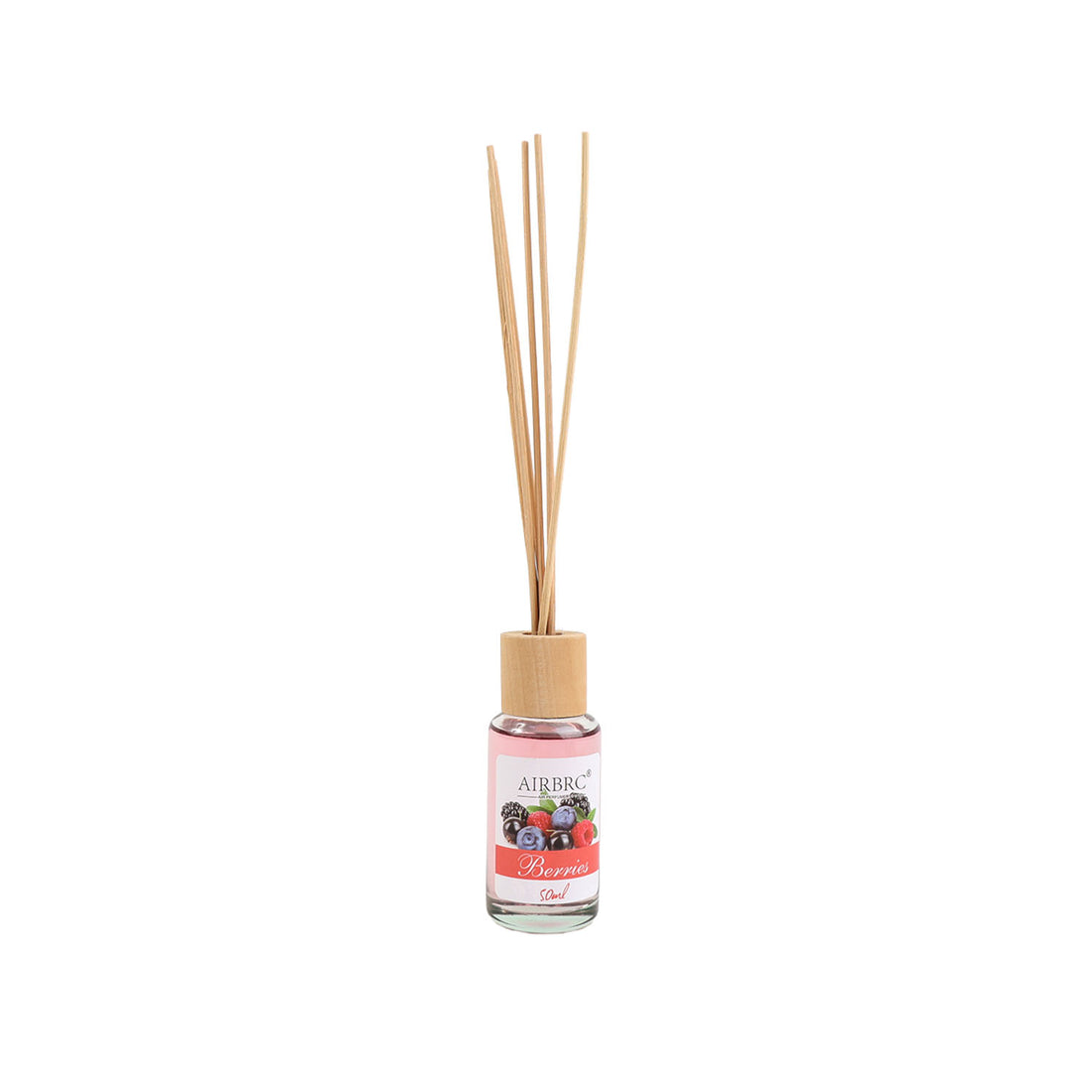 Berries reed diffuser bottle with three wooden reeds