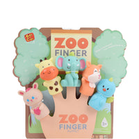 Forest animal finger puppet set: bundled characters on front of packaging card