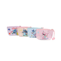 Pastel Stitch-themed cosmetic bags set with zip tops and pom-pom tassels
