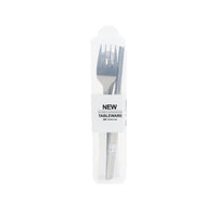 Simple 3-piece cutlery set in clear travel case with fork, spoon, and chopsticks