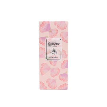 Impressionist morning dew rose perfume box with pink flower pattern