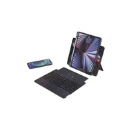 MAG TOUCH iPad keyboard case open, dark keys and protective front cover