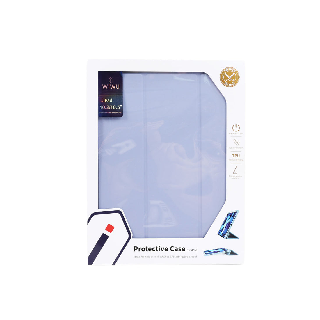 Tablet protective case with light purple folio cover and textured TPU back