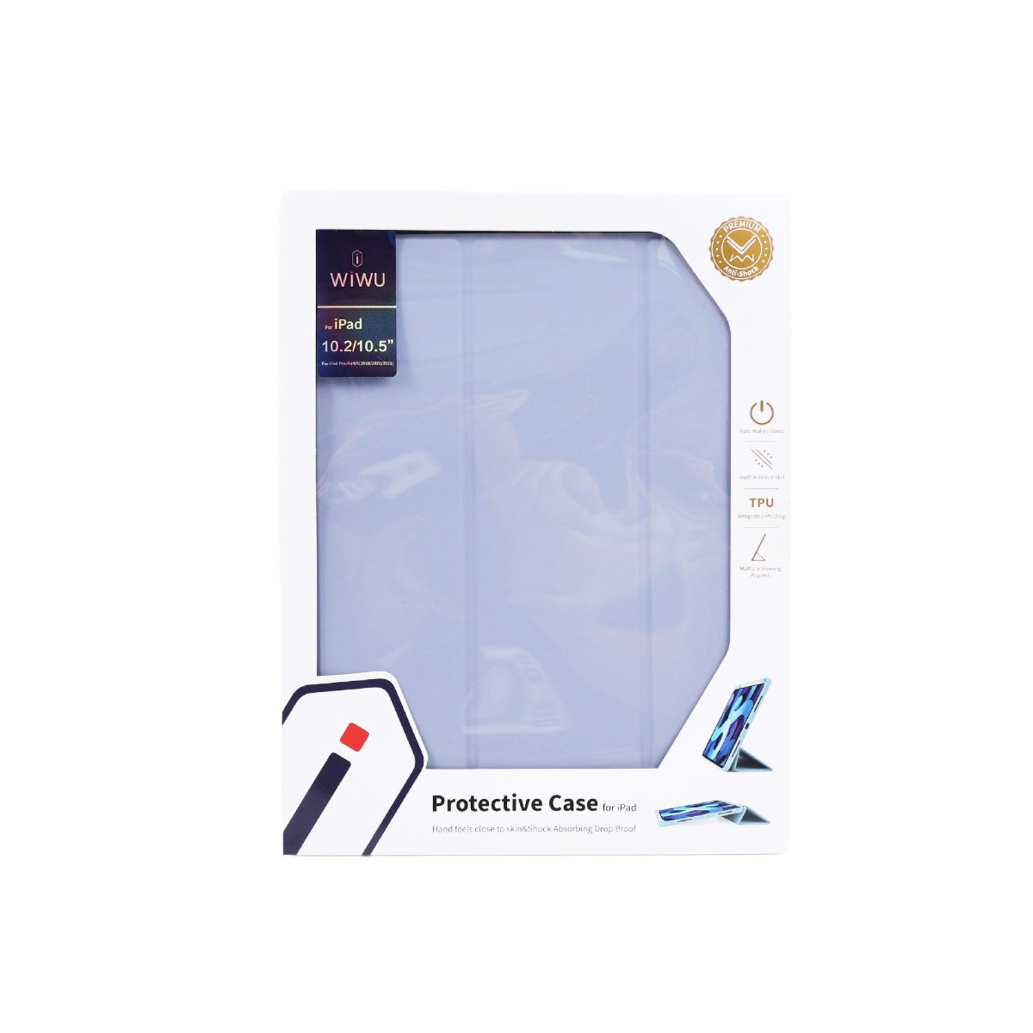 Tablet protective case with light purple folio cover and textured TPU back