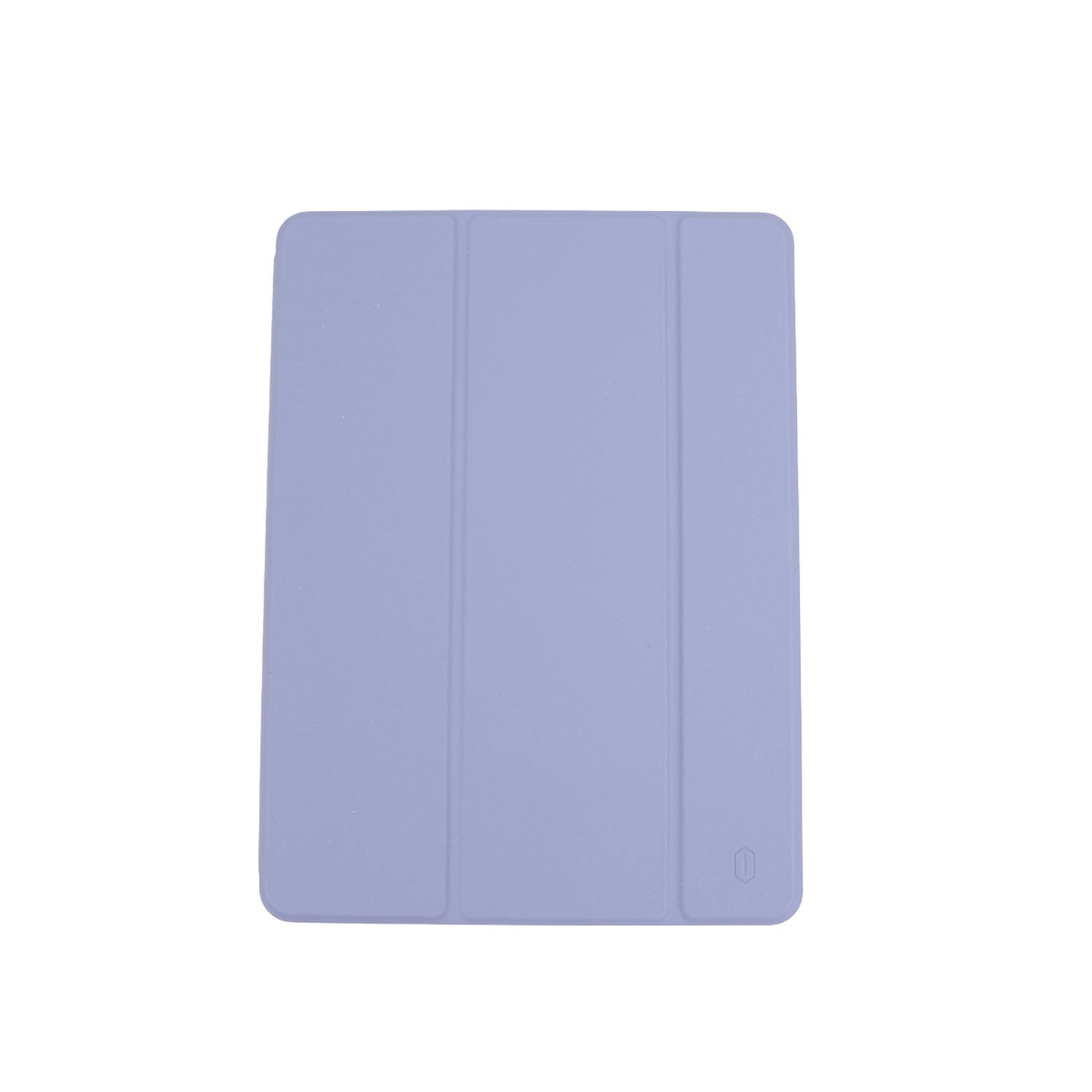 Blue folio protective case for iPad with smooth cover and hinge seam