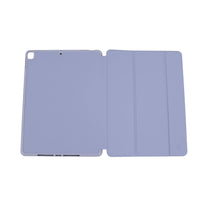 Folio protective iPad case open, left cover and right panel with seams