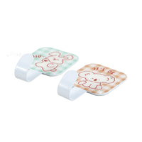 Cartoon metal hooks set with two white bases and red animal outline patch faces