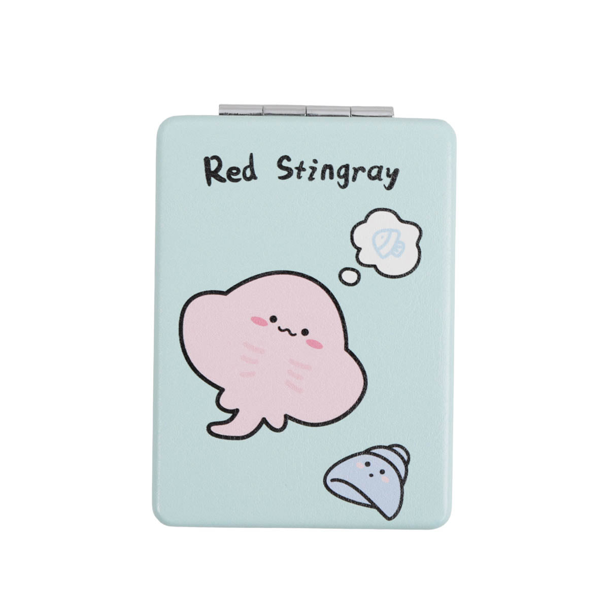 HiBobo square double-sided leather mirror with red stingray illustration