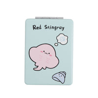 HiBobo square double-sided leather mirror with red stingray illustration