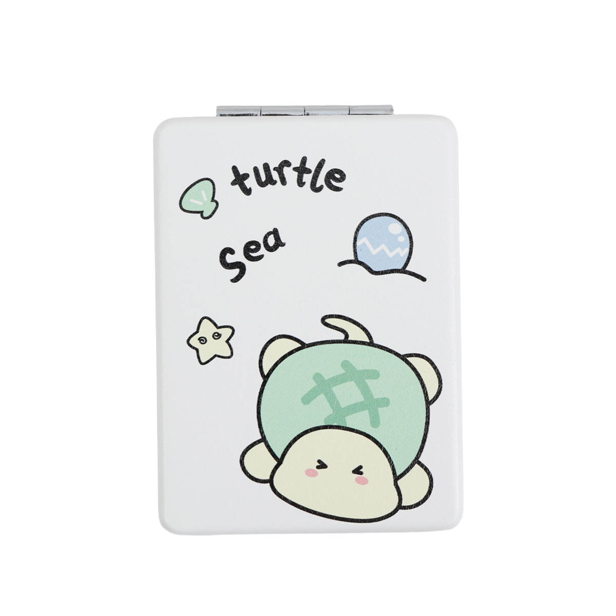 HiBobo square double-sided leather mirror with turtle and sea text