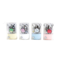Four ocean-themed nail care kits in yellow, white, blue and pink cases