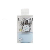 Light blue nail care kit with seal illustrations in a clear case