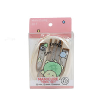 Ocean-themed 5-piece manicure tool set with seal print, tools in clear blister pack