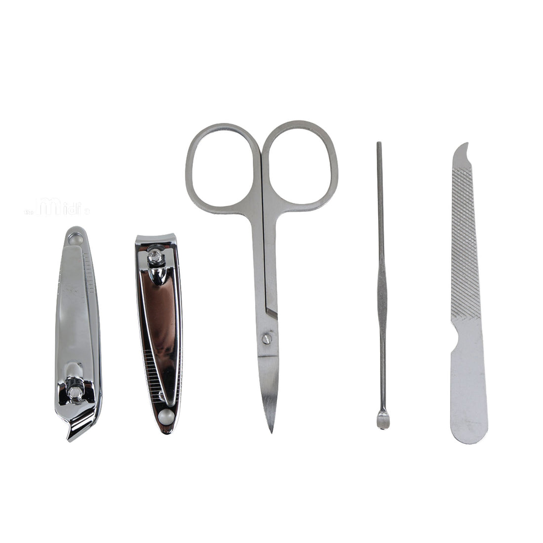5-piece manicure tool set with stainless-steel nail clippers, scissors, cuticle tool, file