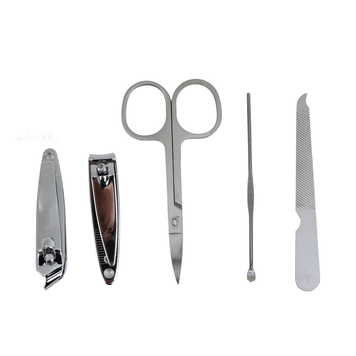 5-piece manicure tool set with stainless-steel nail clippers, scissors, cuticle tool, file