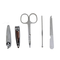 5-piece manicure tool set with stainless-steel nail clippers, scissors, cuticle tool, file