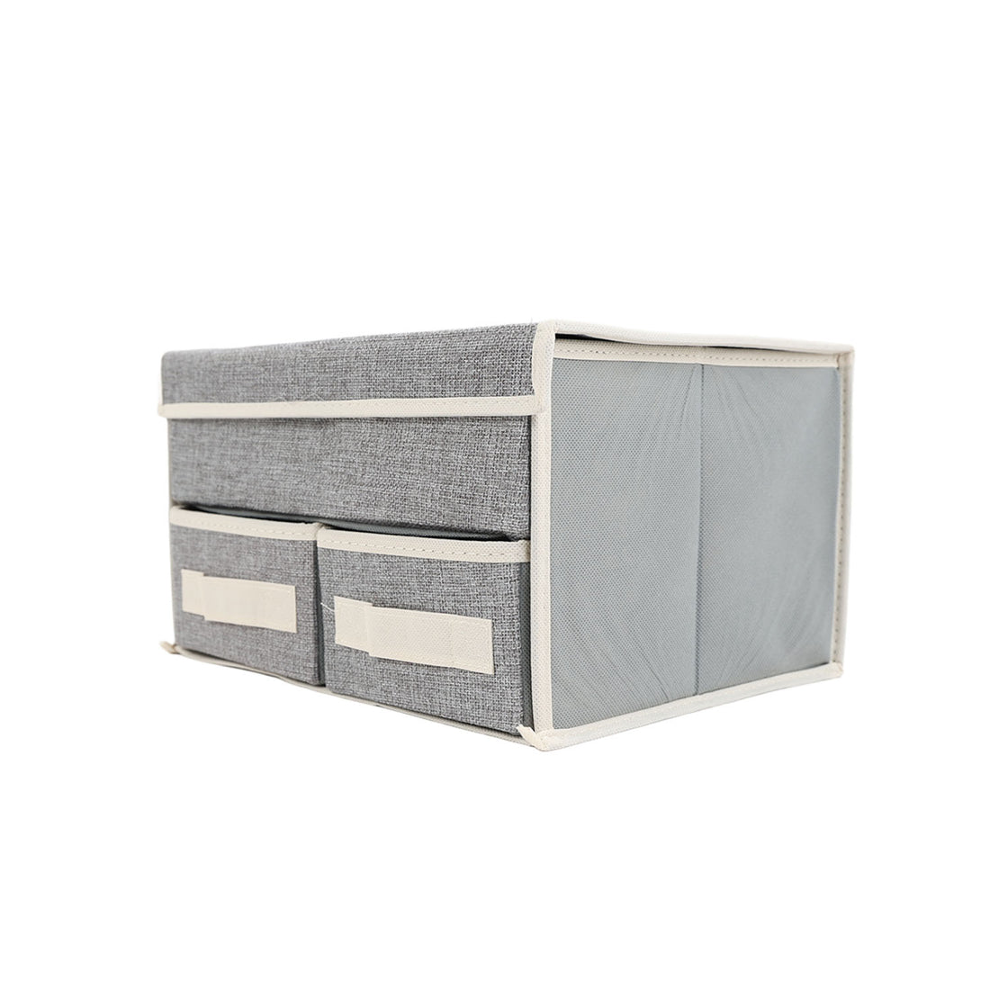 Anti-skid nail clipper case organizer with side drawers and fabric lid