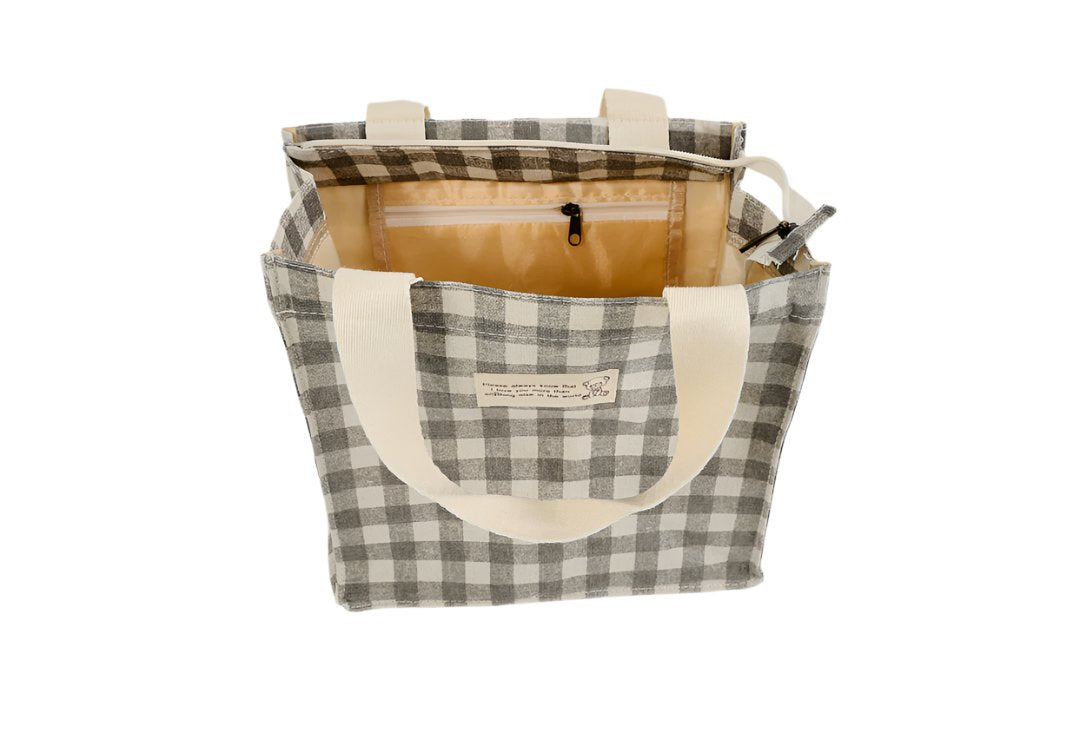 Fresh plaid hand bag lunch bag/Mixed