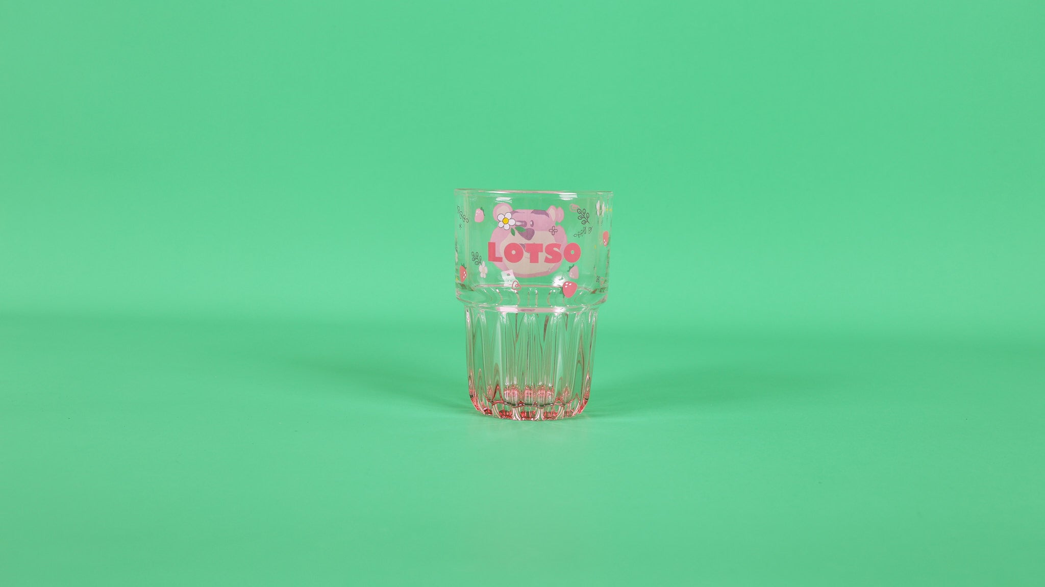 Disney strawberry Bear glass vertical double section cup