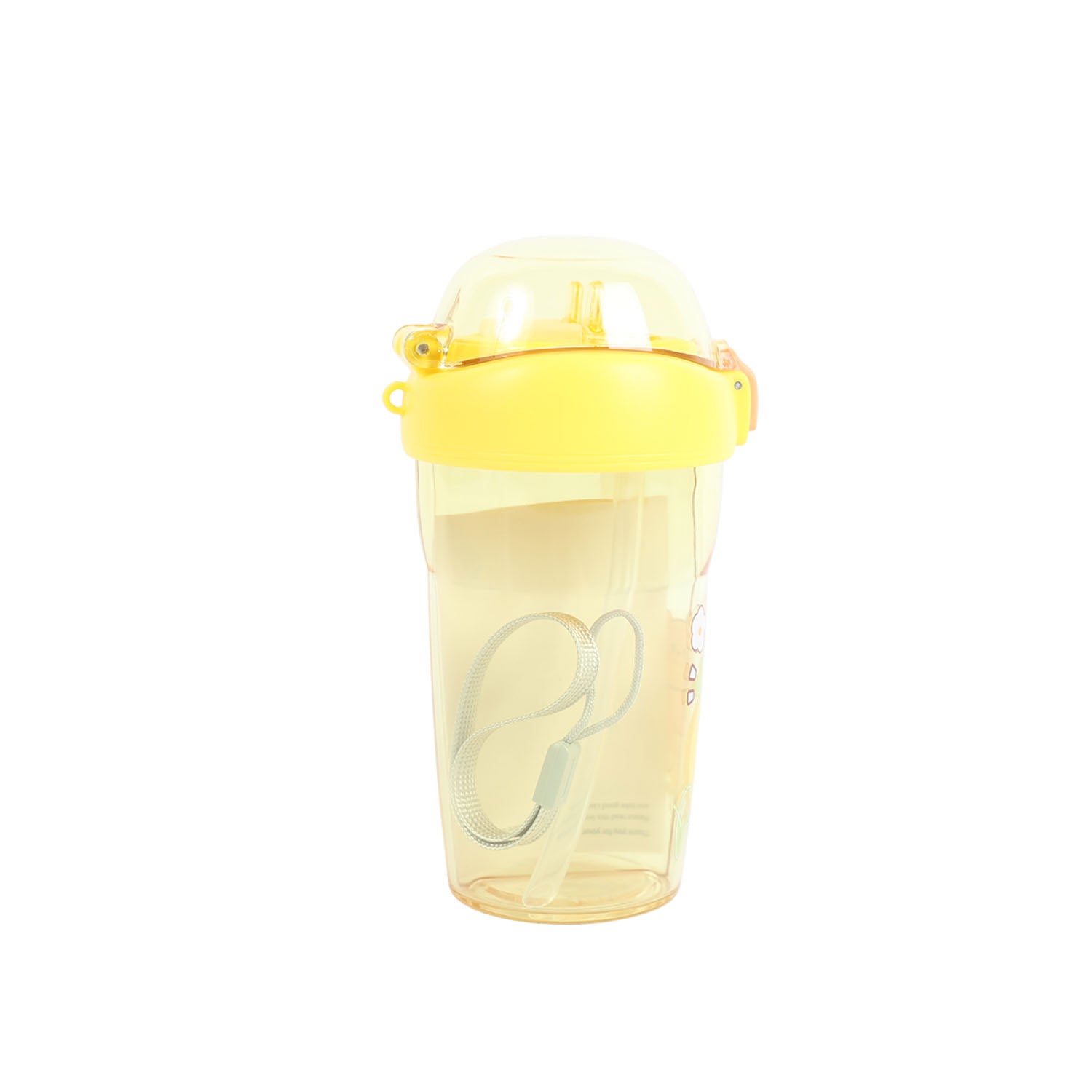Yellow plastic 430ml sippy cup with drink spout and flip lid