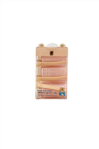 Set of three light pink hair rollers with beige clips, in clear case