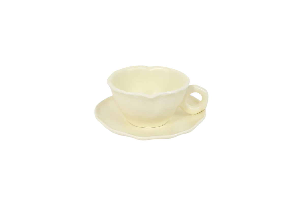 220ml Cream Color Floral Coffee Cup and Saucer Set/Mixed