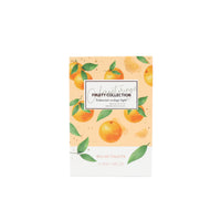 Eau de toilette box with orange fruit pattern and Cabernet orange light label