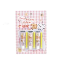 Dog-themed blowing rubber toy, MIDI 3-pack in pink check blister with three tubes.