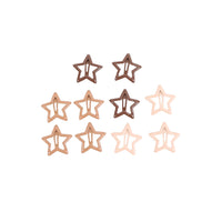Assorted star hair clips, brown and light pink pieces