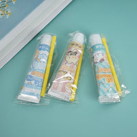 Pack of cat bubble blower tubes with yellow wands, sealed in clear sleeves