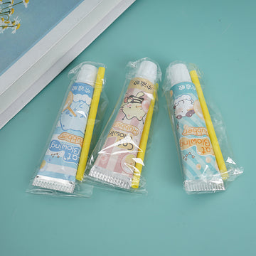 Pack of cat bubble blower tubes with yellow wands, sealed in clear sleeves