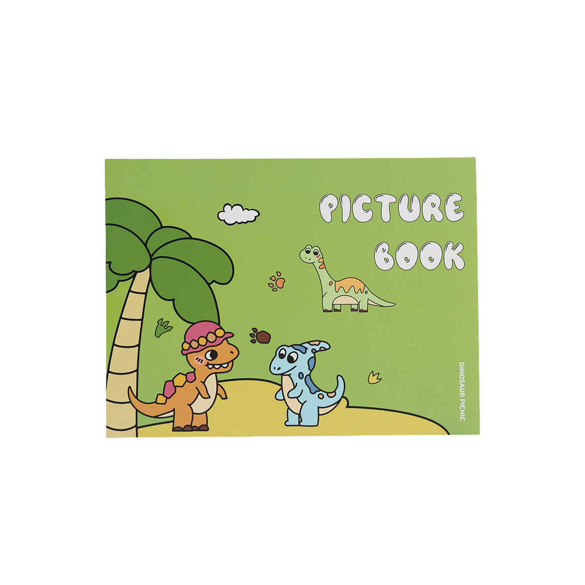 Dinosaur picture painting book cover in green with cartoon dinosaurs and “PICTURE BOOK”