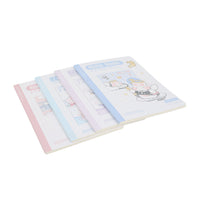 B5 line notebook set with pastel pink, blue, and violet covers and cartoon designs