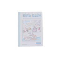 B5 line notebook with white and light blue cover, “Note book” title, and cute drawings