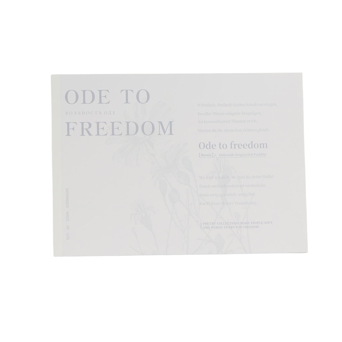 Painting notes book, white cover with embossed text and faint botanical illustration