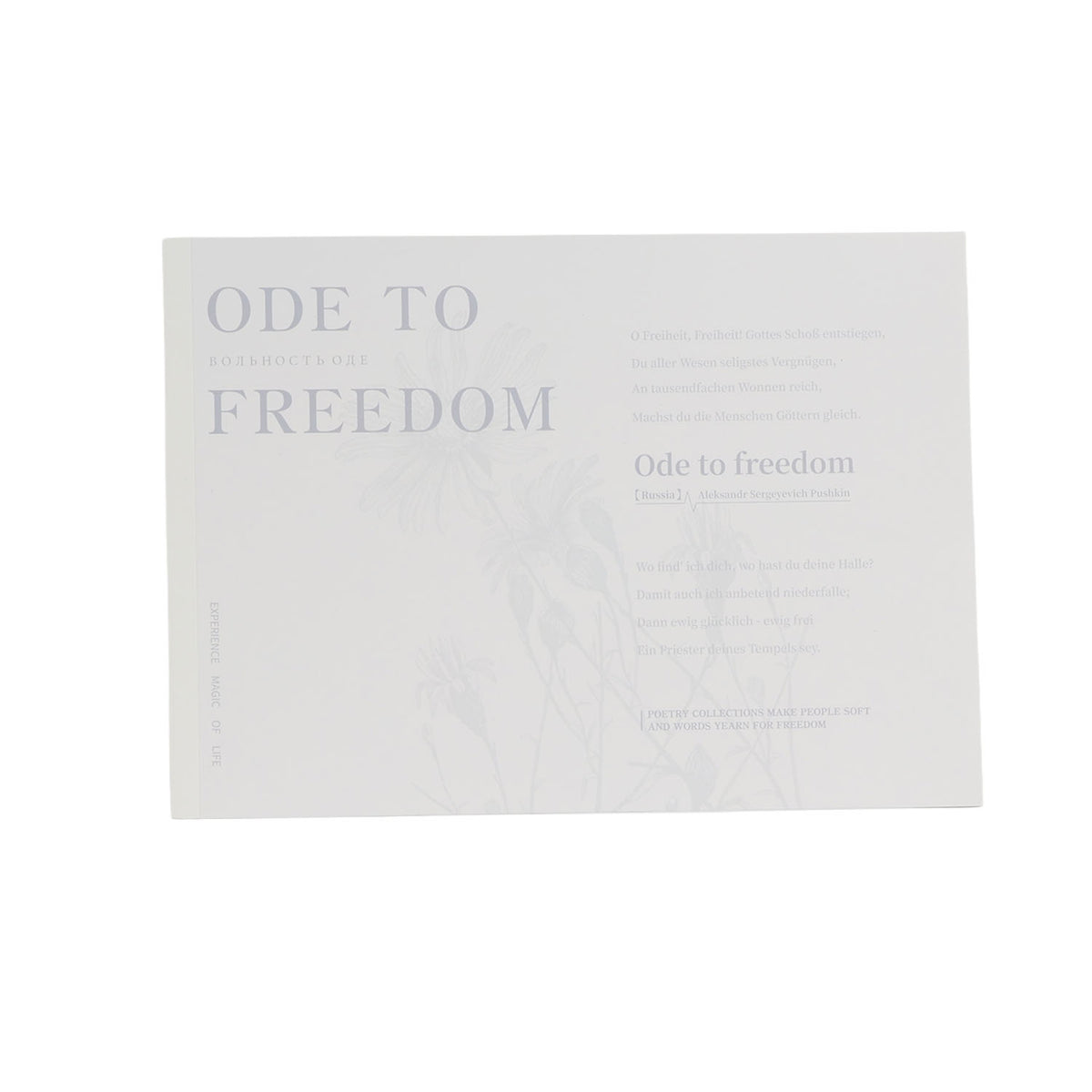 Painting notes book, white cover with embossed text and faint botanical illustration