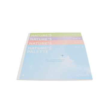 Pastel painting book with Nature's Palette cover, blue and pink tones, A4 size