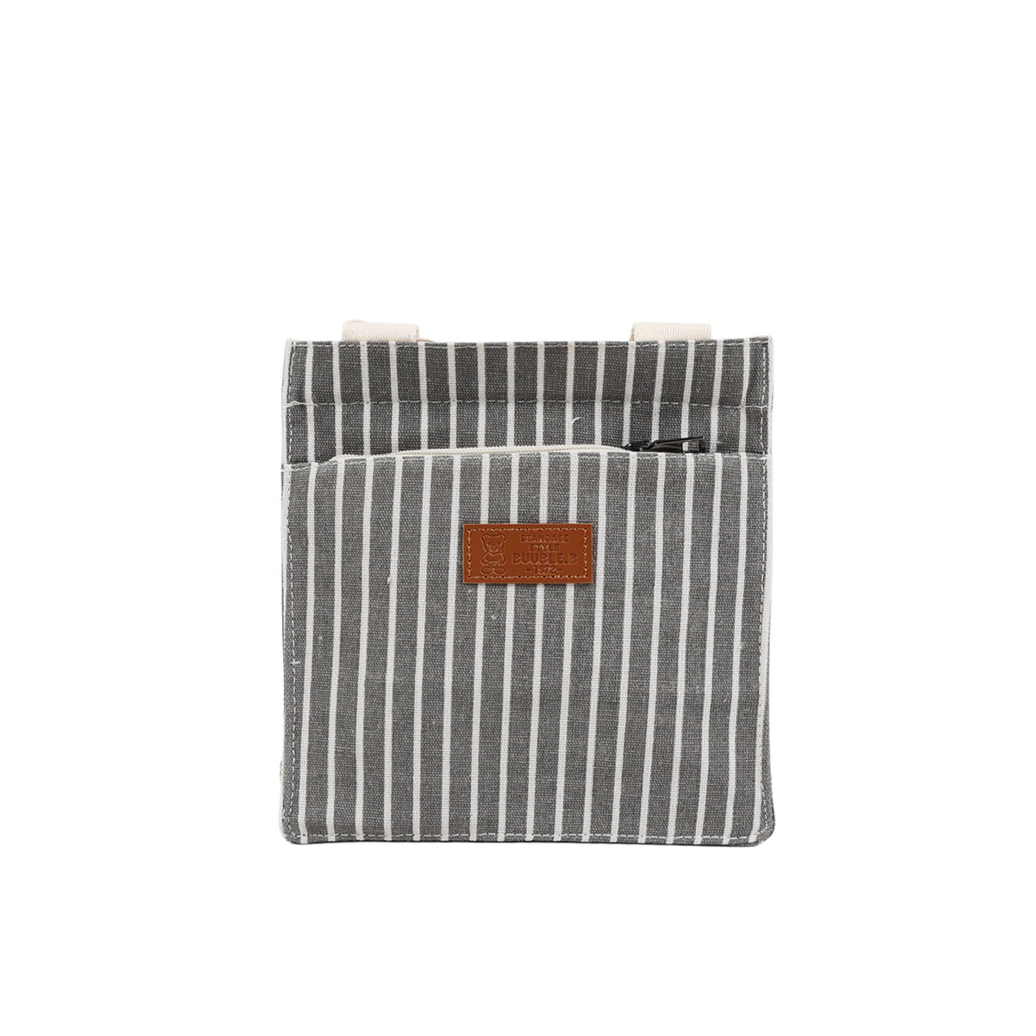 Vertical striped neutral bento bag/mixed