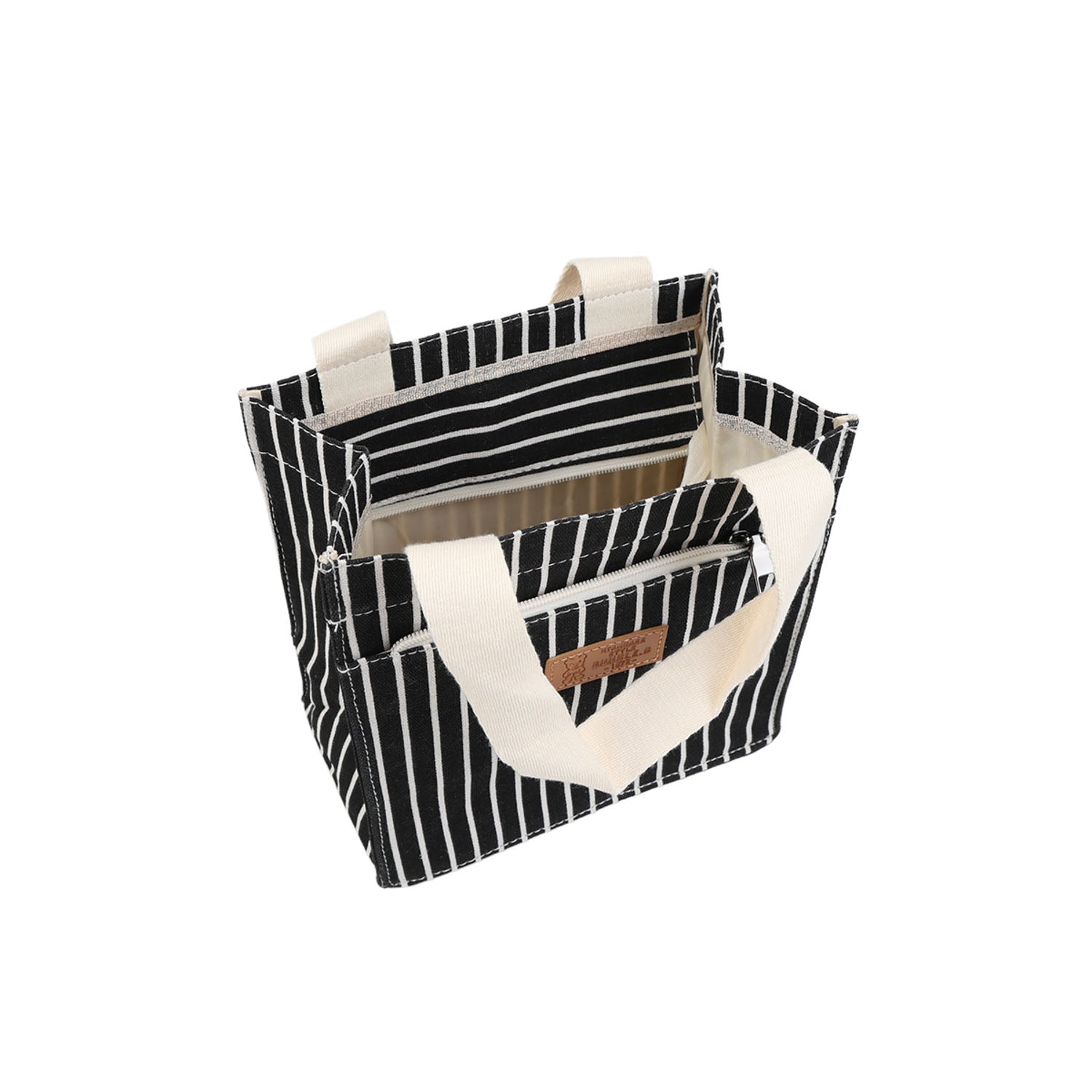 Vertical striped neutral bento bag/mixed