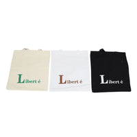 Set of three canvas shoulder bags with 'Liberté' lettering