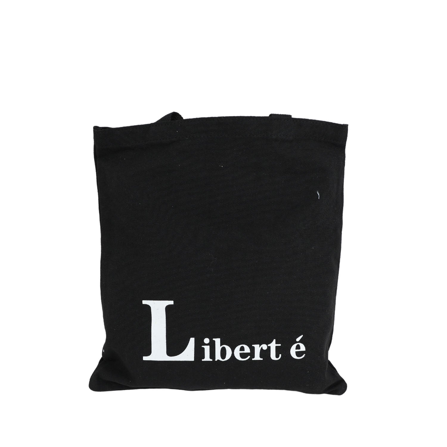 Black canvas shoulder bag with 'Liberté' lettering