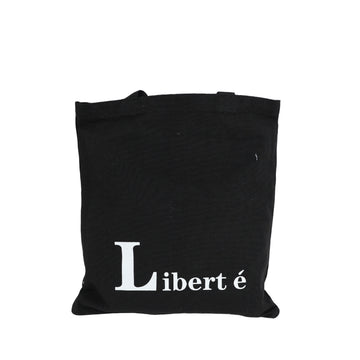 Black canvas shoulder bag with 'Liberté' lettering