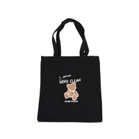 Black canvas tote shoulder bag with bear logo and Work Clean Unlimited text