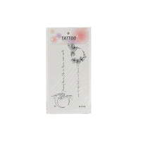 Temporary tattoo sticker sheet with black floral wreath and crescent moon line art