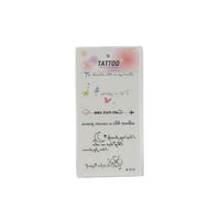 Temporary tattoo sticker sheet with mixed small icons, arrows, and colorful hearts