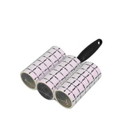 Reusable lint roller set, three grid sleeves with black handle