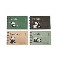 Small spiral notebook set of four with panda graphic covers and grid lines