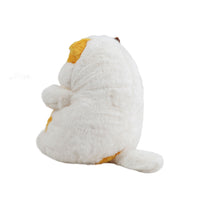 Calico cat plush toy with white fur and brown/yellow patches, side pose, 40 cm