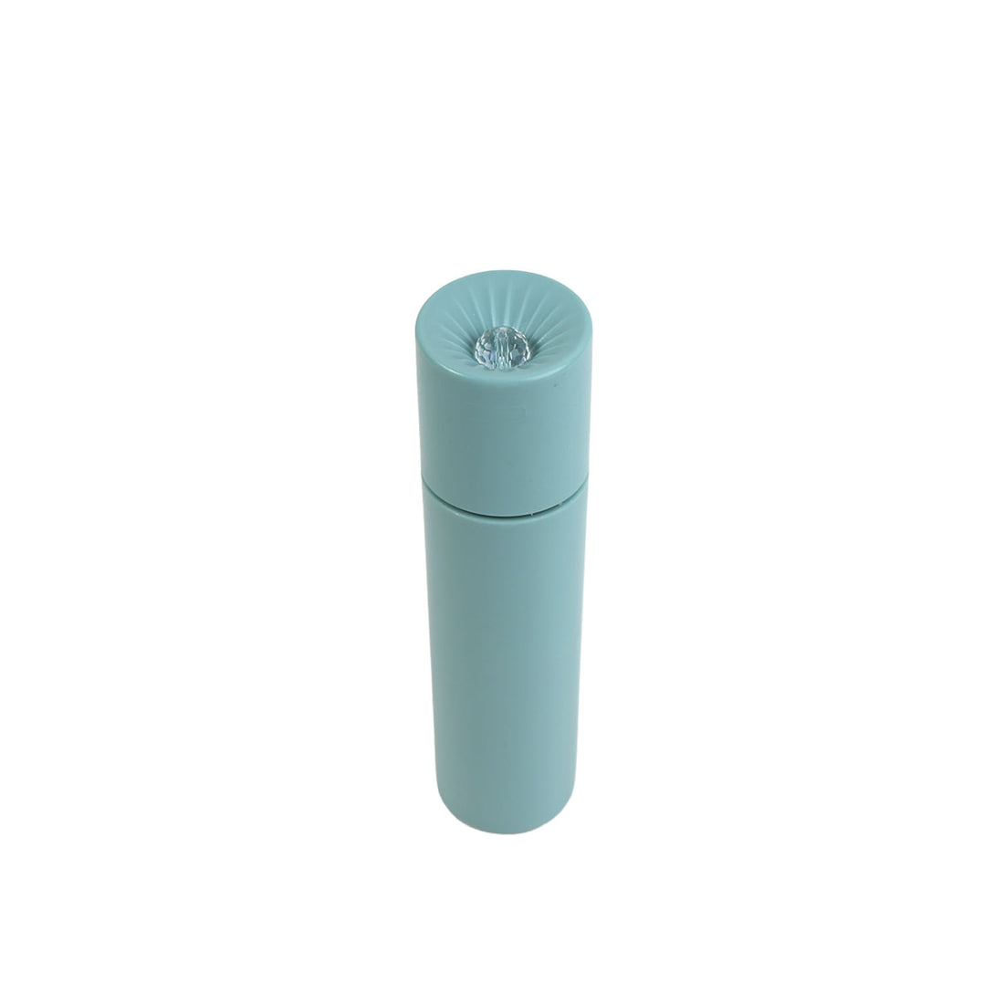 Mini lint roller, mint teal reusable cylinder with metal spring clip on top